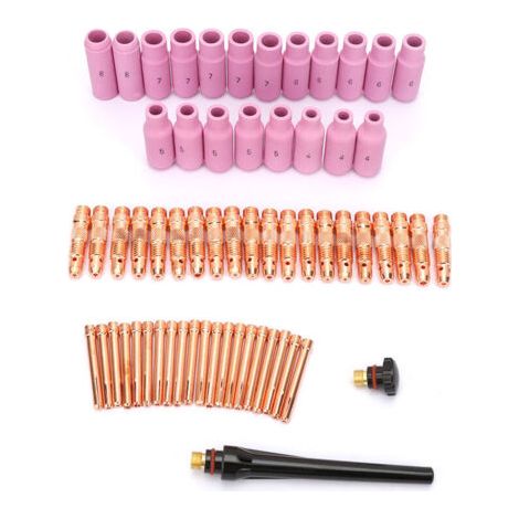 Kit di accessori per torcia di saldatura TIG da 62 pezzi, ugelli TIG in ceramica, morsetti per WP-26/17/18