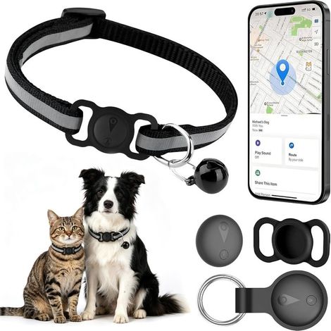 GPS tracker for cats and dogs, GPS tracking collar compatible with iOS and Android, no SIM card, no monthly subscription, tracking collar for cats and dogs, location tracking, time tracking, waterproo (1/5)