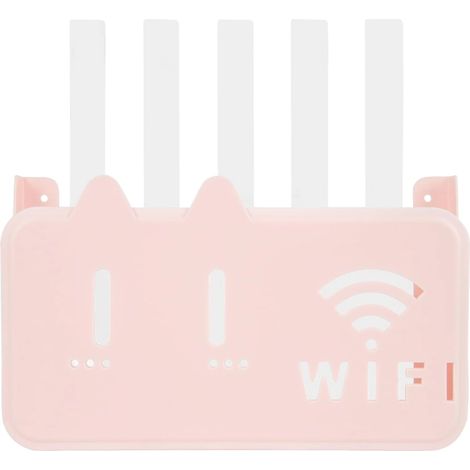 Boîte de rangement rose pour routeur WiFi - Étagère décorative et ventilée pour routeur, modem et décodeur au bureau ou dans la salle d'étude - Solution de gestion des câbles (1/5)