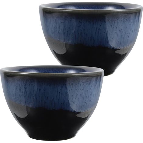 2 tasses à saké en céramique japonaise grande bleue assiettes pour saké et thé tasses en porcelaine lisses et douces pour la maison et la cuisine (1/5)