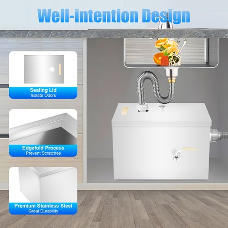 Commercial Grease Trap Interceptor Waste Fat Filter Restaurant Stainless Steel (1/5)