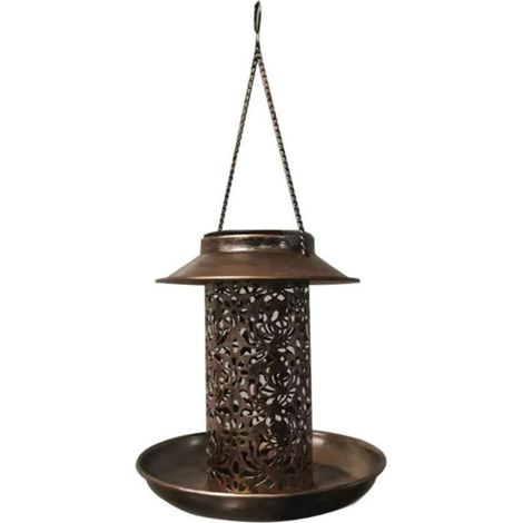 Distributeur de nourriture pour oiseaux à suspendre en fer avec chaîne de suspension, pour jardin et balcon, plusieurs pièces incluses (1/5)