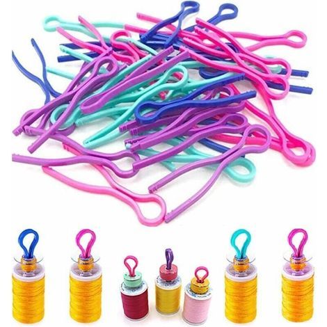 100 piezas de sujetabobinas, sujetahilos de bobina, accesorios para máquinas de coser para mantener los extremos del hilo bajo control. (1/4)