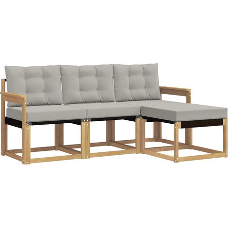 Outdoor Sofa Set with Cushion 4 pcs White and Light Grey vidaXL