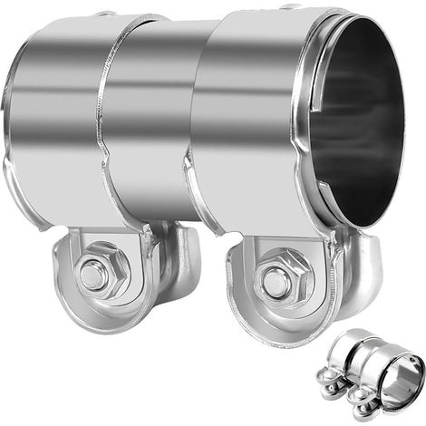 Collier Manchon Raccord Echappement, 60 x 95mm Connecteur de Tuyau Collier D'échappement, Colliers de Serrage pour Tuyaux D'Échappement, Bande Tuyau Silencieux D'échappement En Acier Inoxydable (1/4)