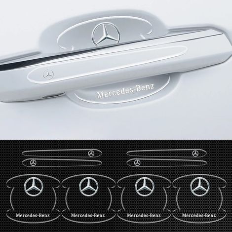 (Lot de 8 - Compatible avec Mercedes-Benz) 8 protections de poignées de porte extérieures, autocollants de style, compatibles avec Mercedes-Benz Classe W213, W205, X253, E, C et GLC. (1/2)