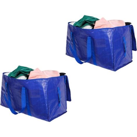 Due borse da trasloco extra-large, dotate di spallacci, cerniere e maniglie, adatte per traslochi, dormitori studenteschi, ecc., colore blu, 693638 cm. (1/5)