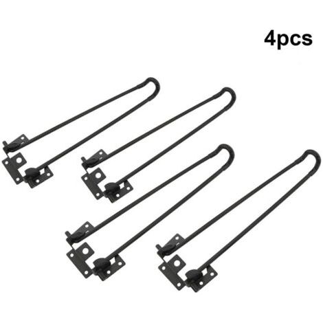 4 Pièces Pieds de Table Pliants en Épingle à Cheveux, Pieds de Support à Deux Tige en Métal Lourd Noir Accessoires de Meubles de Bricolage Banc/Pieds de Table d'Ordinateur Hauteur 51 cm..DEBUNS