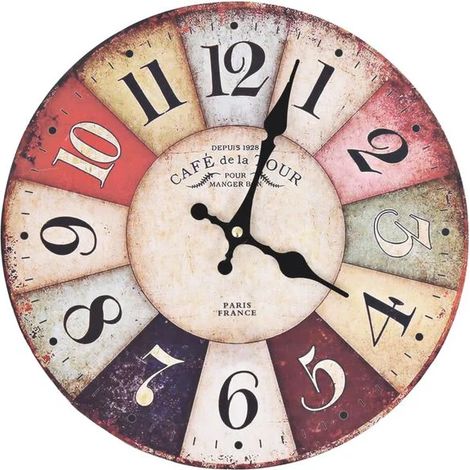 Horloge murale vintage colorée, 30 cm (1/5)