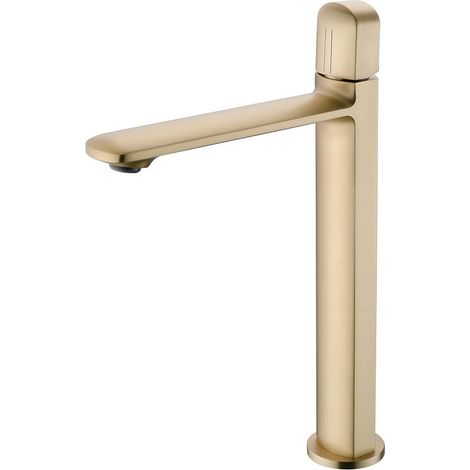 Robinet Salle Bain Or Brossé, Robinet Vasque à Poser, Mitigeur Lavabo Haut, Eau Chaude Et Froide RéGlable, Mousseur RemplaçAble, Laiton (1/5)