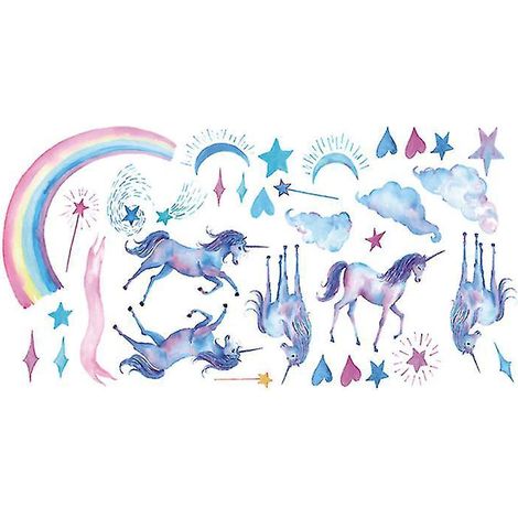 1 Stück Regenbogen-Einhorn-Wandaufkleber (1/3)