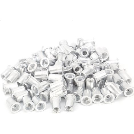 Confezione da 100 dadi a rivetto in alluminio a testa piatta M8 per acciaio, lega, rame, plastica -Crezuo