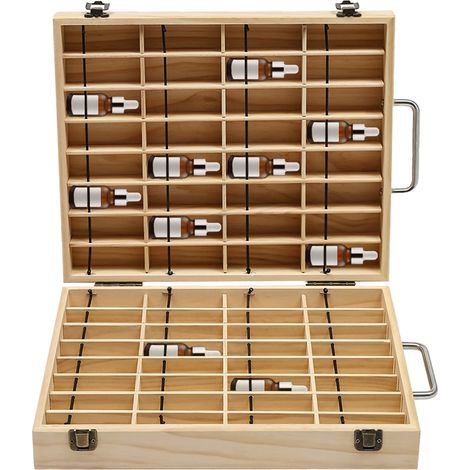 Boîte de rangement pour huiles essentielles en bois à 64 compartiments, coffret de rangement, conteneur (1/5)
