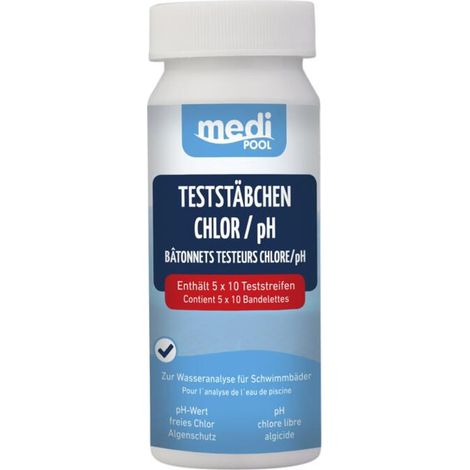 Medipool Schwimmbadpflege TestStäbchen Chlor/pH, 50 Stück (1/2)