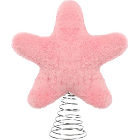 Étoile de Sapin Peluche avec Ressort Métallique Décoration De Fêtes Avec Étoile Pour Le Haut Du Sapin Pour Intérieur Extérieur Fête Bureau Table Salon Bureau Bar Restaurant (1/5)