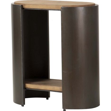 Table basse en métal et bois marron noir 62 x 34 x 71 cm (1/2)