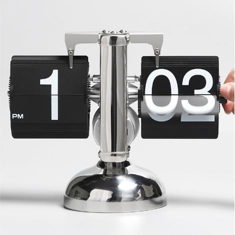 Horloge à page tournante automatique de style européen, horloge de salon rétro minimaliste, petite horloge mécanique à balancier, noire à un seul pied. (1/5)