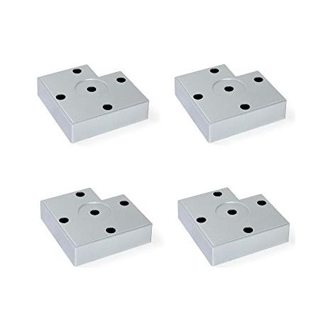 Emuca - Gambe per mobili, piedi per mobile in plastica colore grigio metallizzato, Set di 4 piedini di altezza 15mm (1/4)