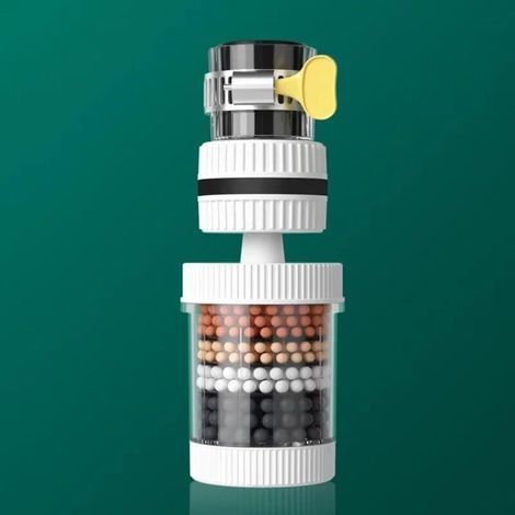 6-lagiger Wasserhahnfilter – herausnehmbar und leicht zu reinigen, 360° drehbar, kompatibel mit den meisten Wasserhähnen – 1 Stück, weiß (1/5)