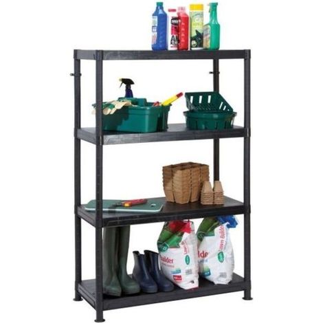 Self Assembly Plastic Shelving 4 Shelf Unit 90cm L x 40cm W x 140cm H (1/2)
