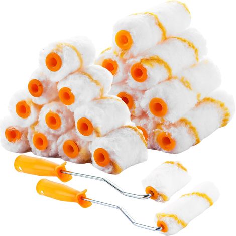 42 Pièces Kit Rouleau Peinture avec Manche, Petit Rouleau Peinture 10 cm et 5 cm, Recharges Polyester pour Mur Porte Meuble Bordure Retouche Plinthe (1/4)