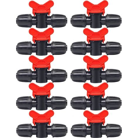 Vanne d'irrigation, lot de 10, diamètre 16 mm, bidirectionnelle, pour systèmes d'irrigation, réservoirs et tuyauterie extérieure.-AquaForge (1/5)