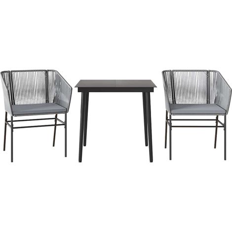 Maison Exclusive - 3-tlg. Garten-Essgruppe mit Kissen Grau Poly R