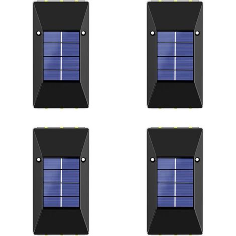 Lot de 4 Appliques Murales Solaires à LED pour Extérieur – Lumière blanche (6 LED) – Lampes Solaires Étanches pour Jardin et Porche – Éclairage Solaire (1/5)