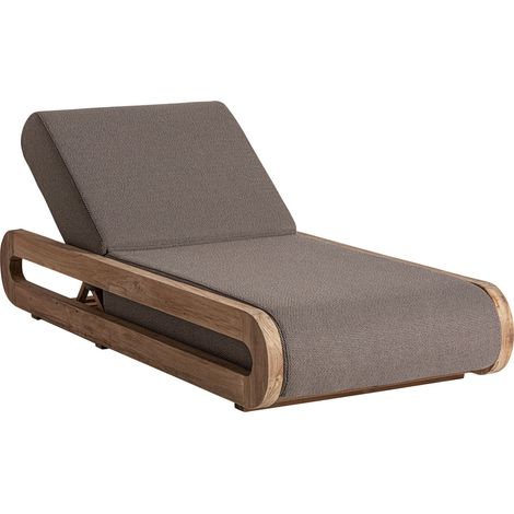 Bain de soleil en teck avec coussin brun - brun naturel (1/5)