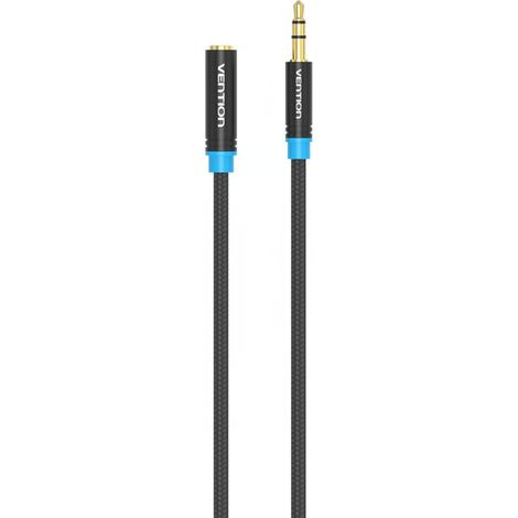 Cable Estéreo Vention VAB-B06-B150-M/ Jack 3.5 Macho - Jack 3.5 Hembra/ 1.5m/ Negro (1/4)