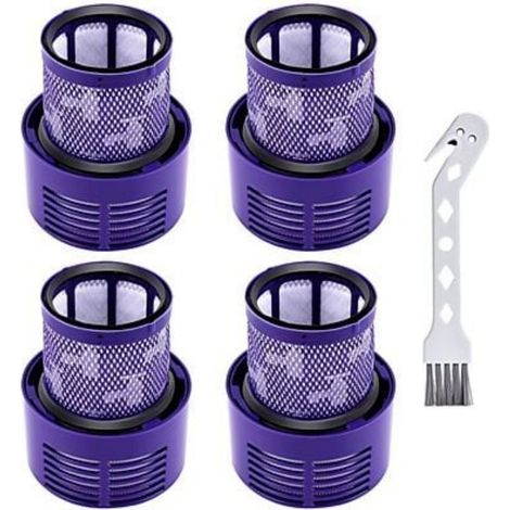 Filtre Cartouche Et Brosse Col De Cygne Compatible Aspirateur V10 - Polycarbonate Lavable Réutilisable - Pour Maison Et Bricolage - Lot De 4 Filtres Et 1 Brosse (1/5)