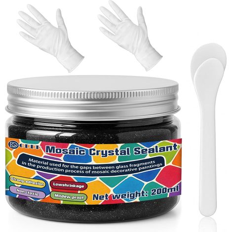 Mastic de jointoiement pour mosaïque - Noir - 200 g - Convient pour pierres de mosaïque/céramique, pierres décoratives, projets de bricolage et plus encore (1/5)