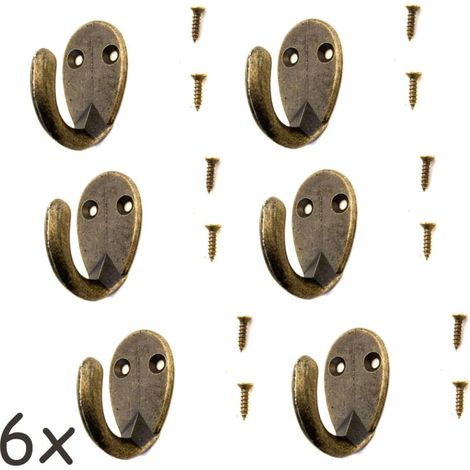 6er Set Antik Garderobenhaken Handtuchhaken Bronze Messing Eisenhaken Vintage Landhausstil Retro Oval FLITI (1/4)