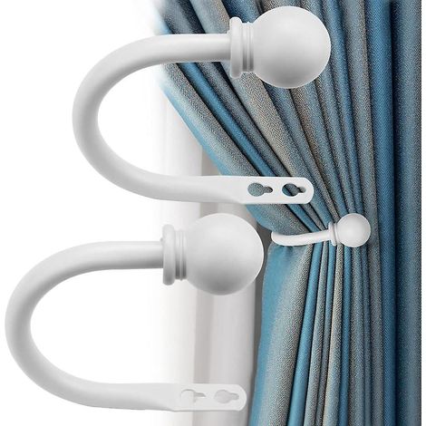 1 Paire Embrasse Pour Rideaux En Mtal, Embrasses De Rideaux Crochets Visser, Attache Rideau En Forme De U, Embrases Pour Voilages Mural, Pour Voi (1/5)