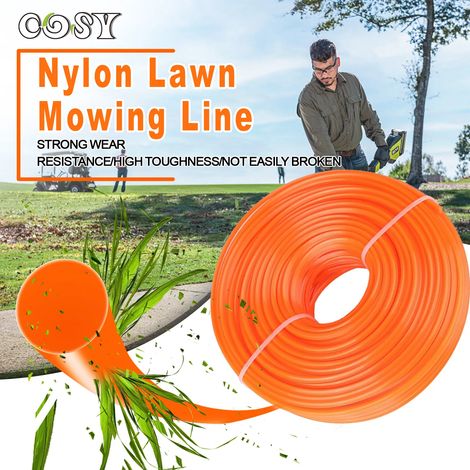 (orange-50 m-1 pièce, 1,6 mm) Fil de coupe-bordures circulaire en nylon orange ou bleu, plus long, pour débroussailleuse et tondeuse à gazon. (1/4)
