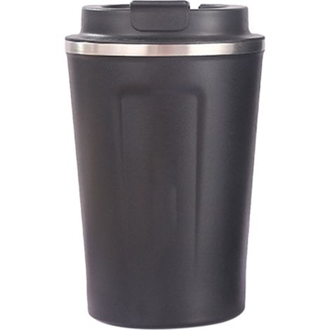 Isolierbecher (380 ml), Schwarz – Innenbeschichtung aus Edelstahl 304, sicherer Verschluss, großes Fassungsvermögen für Bürokaffee (1/5)