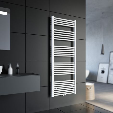 SONNI Radiateur sèche-serviettes Salle de bain Raccord central Radiateur sèche-serviettes Salle de bain Blanc Droit 60 160cm (1/5)