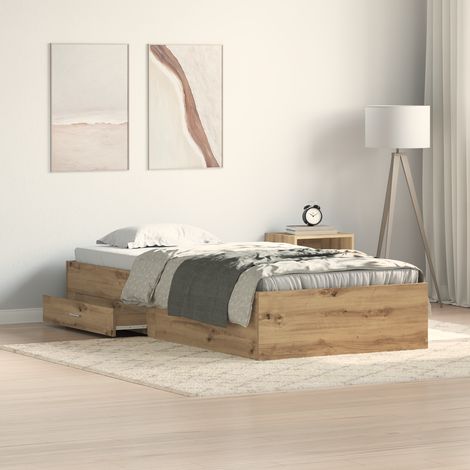 Bettrahmen mit Speicher Artisan-Eiche 90 x 200 cm Holzwerkstoff vidaXL