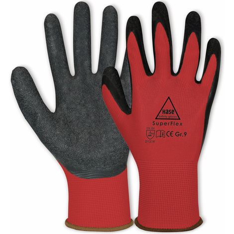 Hase Montagehandschuh Superflex red Größe 10, Polyamid/Latex 10 Stk