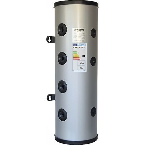 Watts – Ballon échangeur 50L – 4 piquages principaux – Pression max 6 bar – Pour systèmes PAC et refroidissement