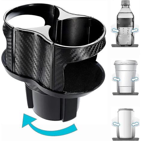 Adaptateur d'extension porte-gobelet 2 en 1 Dww, porte-gobelet multifonctionnel pour véhicule, positionnement des boissons (1 pièce, noir avec bordure argentée)