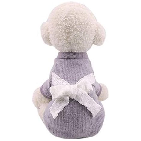 AGE Pull en Tricot Rose avec Noeud Chiot Chat Chaud Tricot Noeud Pull Vintage Vêtements (M, Gris) (1/4)
