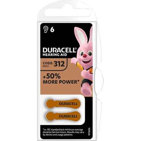 PILA PER APPARECCHI ACUSTICI 'EASY TAB 312' Blister 6 pezzi - Colore Marrone Q.TA 10