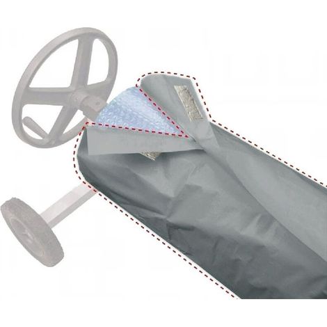 Rouleau de protection pour piscine, enrouleur, couverture imperméable, couverture pour piscine, couverture 490 x 96 cm (H x P) (gris) (1/5)