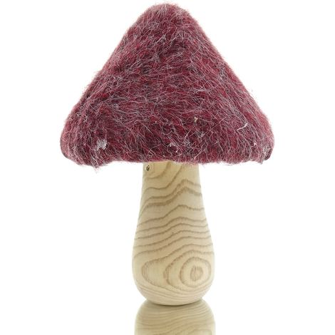GASPER Herbst- und Weihnachtsdeko Pilz Rot & Natur Ø 17 cm - Holz & Filz (1/4)