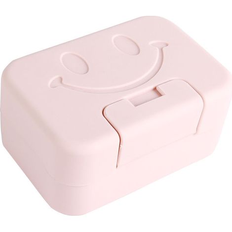 Porte-savon de voyage rose, lot de 2 porte-savons en plastique avec couvercle, facile à nettoyer, boîte de rangement pour savon de salle de bain (1/5)