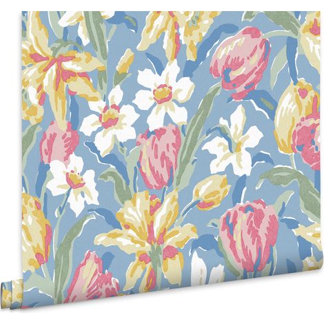 Laura Ashley Tulips Vliestapete China Blue 10mx52cm (1/5)
