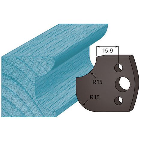 Jeu de 2 contre-fers profilés Ht. 38 x 4 mm congé et quart de rond A177 pour porte-outils de toupie - Diamwood (1/2)