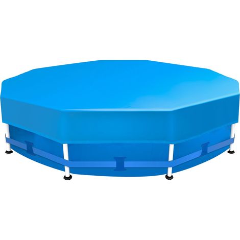 Bache Piscine Ronde 457cm Spéciale Piscines à Cadre Métallique Rond avec Lanières Ajustables et Bande Auto-agrippante Antivent et Anti-Poussière Toile Dense Résistante aux Déchirements Bleu (1/5)