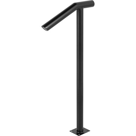 Rambarde métallique ronde pour escaliers extérieurs 2 marches, dimensions 45,7 cm x 96,5 cm avec poteau de fixation. (1/5)